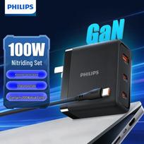 Philips Didelės spartos GaN įkrovikliai ir PD kabeliai juoda spalva