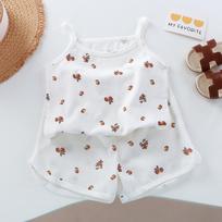 Children's Vest Class A Cotton Girls Sling Baby Summer Clothes Vest Shorts Girls Home Two-piece 80cm balta