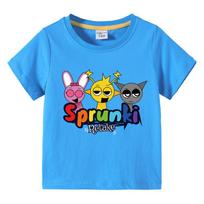 Cartoon Sprunki T Shirt Kids Incredibox T-shirts Toddler Girls Short Sleeve Tops Boys Summer Clothes Children's Clothing 110