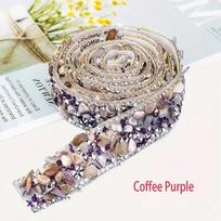 Self Adhesive Rhinestone Strip Crushed Stone Resin Material Crushed Rhinestone Trim No Iron Needed Colorful