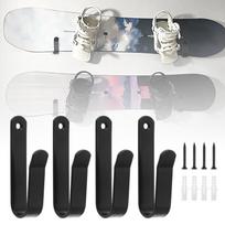 4 ski snowboard wall hanging clips, metal snowboard wall hanging rack with screws for display, suitable for bedroom, garage, indoor storage gray