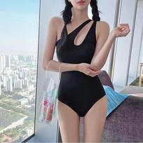 2024 Women's Push-Up One-Shoulder Swimsuit - Sexy Small Bust, Korean Style M juoda