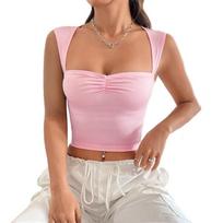 Women's Sexy Hottie Design Ruched Front Backless Slimming Tank Top S rožinė