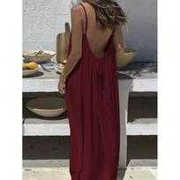 Moteriška suknelė be petnešėlių ir nugaros ilga laisva namams patogi pižama laisvalaikio maxi suknelė XXL chaki