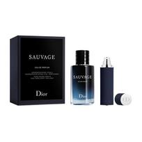 Dior Sauvage Rinkinys: Eau de Parfum ir Kelioninis Purškiklis, 100ml Natūralus Purškiklis & 10ml Kelioninis Purškiklis - Įpildomas Sauvage Perfume 100ml + Travel Perfume Spray 10ml