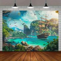 1pc Sea Green Mountain Sailboat Peach Light Beige Tapestry Polyester Tapestry Suitable for Living Room Bedroom and Office Tap 100X70CM