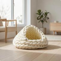 Uždara namelio formos augintinio guolis Rankų darbo katės lizdas Storas mezgimo urvas katėms, mažiems gyvūnėliams, patalpoms, svetainei White 30CM gray
