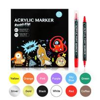 12/24/36/48/60 Colors Acrylic Paint Pens 1mm Fine Tip Waterproof Quick Dry Marker Pen for Rock Glass Ceramic Wood DIY Craft Art Supplies 12Pcs