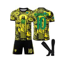 (#10 NEYMRR JR) 25-26 metų Brazilijos jaunimo rinktinės geltoni atminimo leidimo futbolo marškinėliai vaikams ir suaugusiems 16 geltona