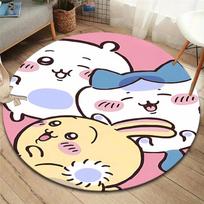 chiikawa Round Area Rug,Carpet Rug for Living Room Bedroom Sofa Playroom Decor,Non-slip Floor Mat 80cmx80cm