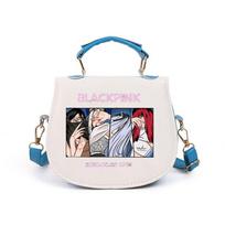 Kids Girls Korea Pop Singer Printed Student Crossbody Bag PU Shoulder Bags 14.5*17cm