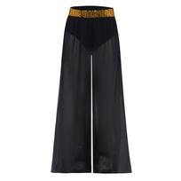 Sequin Waistband Dance Pants for Kids Girls: Flowing Chiffon Overlay Wide-Leg Side Slit for Stage Performance 5-6 Years auksas