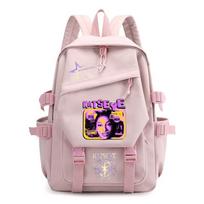 Black and Pink School Use Kids KATSEYE Printed Backpack Student Waterproof Bag