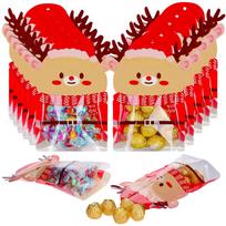 30Pcs Christmas Treat Bags, Elk Ziplock Goodie Bag, Resealable Xmas Tree Gift Bags, Elk Shaped Clear Cute Ziplock Bag For Candy, one size raudona