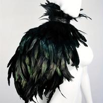 1 vnt. Gothic juodo plunksnų apsiausto apsiaustas, natūralios plunksnos Helovino Kalėdų kostiumas, paslaptingas apsiaustas, vakarėlio Cosplay aksesuaras >8Y juoda
