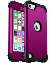 3 IN 1 Heavy Duty Tough Rugged Armor Shockproof Case For Apple iPod Touch 5 6 7 Soft Silicone Hard Plastic Protective Back Cover For iPod Touch 6 violetinė