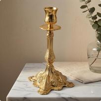 Ornate Metal Candlestick Holder Tall Tapered Steming Vintage Candle Embossed FourFooted auksas