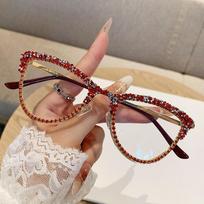 Metal Eyeglass Frame Anti Blue Light Glasses Ultra Light and Fashionable Glasses raudona