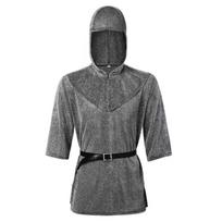 Renaissances Faux Chain Mail Armors Tunics Shirt Coif Medieval Knightess Cowl Crusader Costume Outfit Bracers Waist Belt XXXL