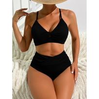 Triangle Bikinis High Waist Strappy Swimsuit Women Sexy Striped Swimwear Female Bathers Swimming Bathing Swimming Swim Suit S juoda