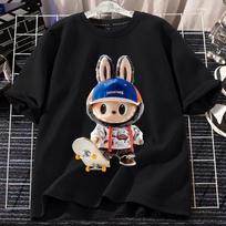 2025 New LABUBU T-shirt Fashion Versatile Skateboarding Youth LABUBU Pattern Printed Girl Round Neck Short Sleeve 110