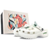 Crocs Classic Platform Clog BNK Clogs Women's Green White 34-35 balta