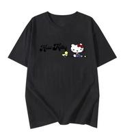 Miniso 2026 Spring Summer New Hello Kitty Cute Cartoon Cotton Tees Women Men College Style Round Neck Short-Sleeve T-Shirt Top S