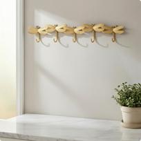 Dragonfly Hook Rack BrassColored Wall with NatureMotivated for Entryway, Closet,
