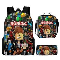 roblox three-piece student pencil case cartoon animation meal bag large capacity wear-resistant breathable schoolbag spine protection schoolbag pencil bag