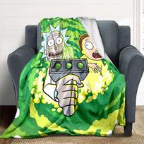 1 vnt. Rick and Morty pledas, lengvas flanelinis užtiesalas sofai, lovai, kelionėms, stovyklavimui, svetainei, biurui, sofai, kėdei ir lovai 80x120cm green