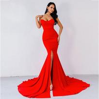 Maxi Dress Women Long Evening Party Dress Sexy Party Banquet Long Dress Red XL