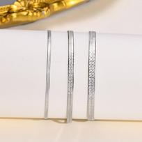Herringbone Snake Chain Bracelet For Women ,18k Gold Plated Link Adjustable Stainless Steel Width 2/3/4mm 2mm beige
