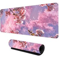 Cartoon Pink Cherry Blossom Mouse Pad Large Rubber Anti-slip PC Desk Accessories Mousepad for Offices & Gamer Keyboard Decor Mat 30cmx60cm(11.8x23.6inch) pink