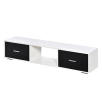 TV spintelė televizoriams iki 60 colių Svetainės TV staliukas Modernaus stiliaus su 2 stalčiais ir atviru skyriumi 140x30x32 cm Baltas ir juodas 140 x 30 x 32 cm