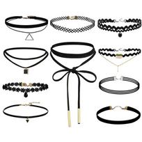 10 vienetų chokeris juodas klasikinis aksominis tampomas gotikinis tatuiruotės vėrinys juoda