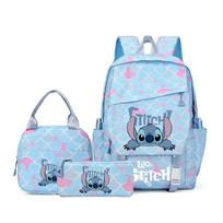 Stitch Mokinio Kuprinės Rinkinys 3 Dalys Didelės Talpos Mokyklinė Kuprinė Pietų Krepšys Pieštukinė Three-Piece Set balta