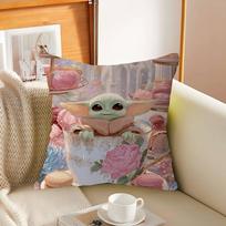 Baby Y-Yoda Personalized Pillow Dust Cover Bedroom Kids Party Decoration Pillowcase Birthday Children Gift 16x16Inch white
