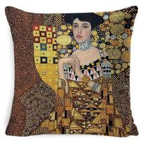 gustav Klimt Painting Cushion Cover Gold Pattern Print Pillow Cover     Throw Pillowcase Decorative For Home  S,(1) 30x30cm gray