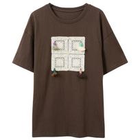 Sancai Floral Lace Drop Shoulder T-shirt M