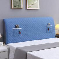 Full Package Headboard Hood Dust Proof Bedside Protective Cover Wooden Leather Bed Universal  Backrest Mat Easy Installation 120x62cm gray