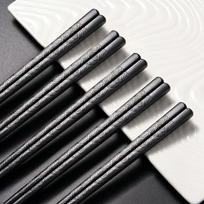 5 Pairs Premium Black Chopsticks Reusable for Sushi Japanese Anti-slip Chop Sticks Lightweight Dishwasher Safe, 9.57 Inches MIX juoda