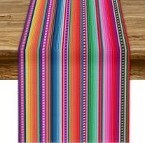 Meksikietiškas spalvingas dryžuotas Mirusiųjų dienos lininis staltiesės takelis Namų dekoras Meksika Fiesta Virtuvės valgomojo stalo takeliai Šventės dekoras 150x33cm red