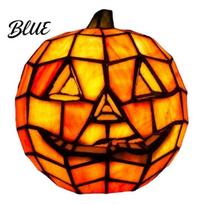Pumpkin Lamp Stained Glass Lamp Halloween Bedside Table Orange Light Accent Night for Indoor Home Holiday Party Decor Weatherproof black