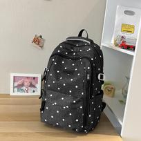 Schoolbag Refreshing sea salt blue polka dot printed schoolbag Middle school student backpack High value sweet multi-compartment class backpack
