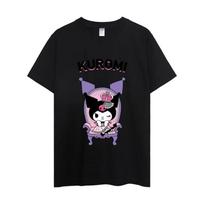 MINISO  Kuromi T Shirt Women Couple Combination Clothes Short Sleeve Collar Fashion Man Cotton S juoda