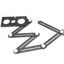 Aluminum Perforated Template Tool Drill Guide Ceramic Tile Opening Locator 6 Fold Angles Measuring Ruler 1 black