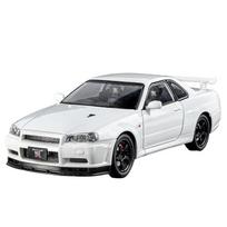 1/24 Nissan Skyline Ares GTR R34 lydinio sportinio automobilio modelis lieto metalo lenktyninio automobilio transporto priemonės modelis garsas ir šviesa žaislai dovanos violetinė