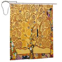 Gustav Klimt - Tree Of Life Shower Curtain Bathroom Polyester Waterproof Bath Curtains With Hooks W60H190(CM)-1 Pcs brown