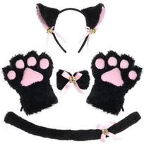 Spot supply cute cat cosplay props cat ears headband cat paw gloves cat tail accessories set