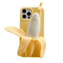 3D Banano Spaudymo Telefono Dėklas Apple 15/14/16 Pro Minkštas Silikoninis Smūgiams Atsparus Viršelis su Antistresiniu Žaislu Apsauginis Dėklas Mergaitėms Moterims iPhone14Pro beige